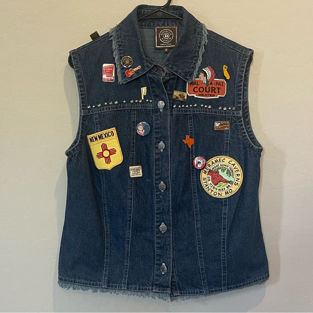 Double D Ranch Dark Blue Denim Patchwork Vest